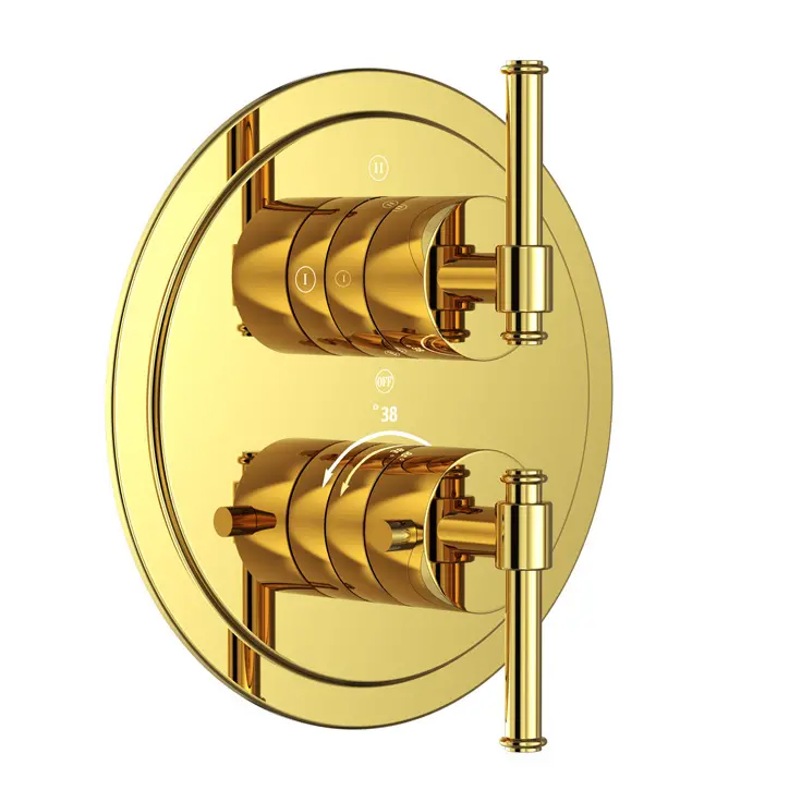 Artize Gold Bright PVD VIC Thermostatic Shower Mixer 3-way Outlets